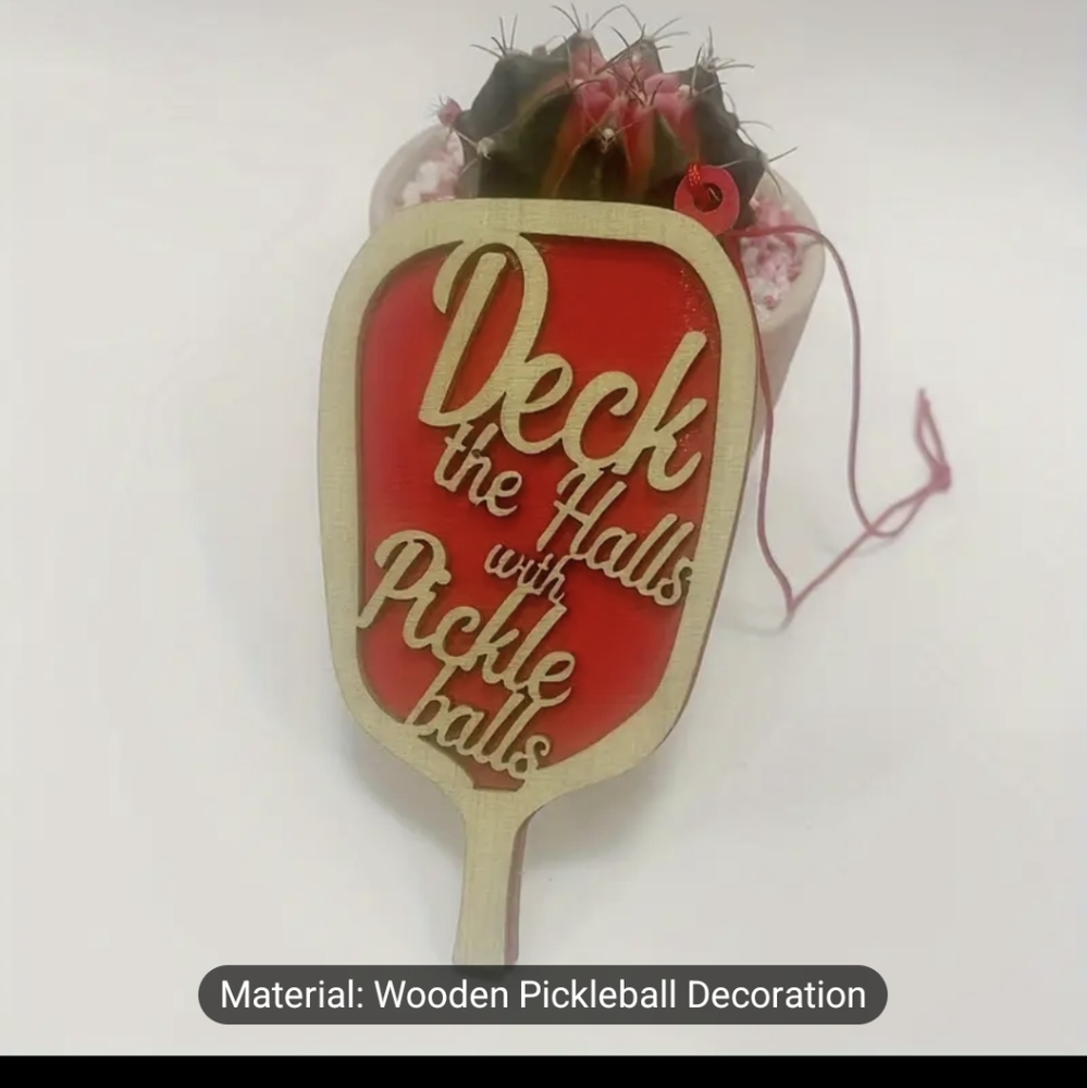 *Reserved* Wooden ornament "deck the halls with pickleballs  New
